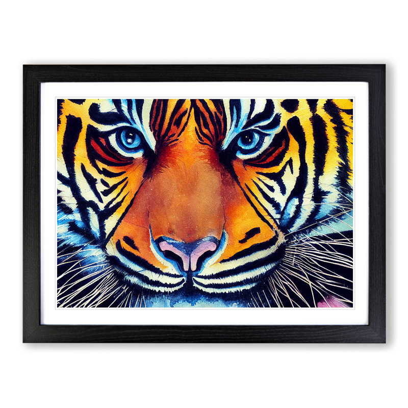 Watercolour Tiger Vol.1 - Framed Print, Black, 34cm H x 46cm W