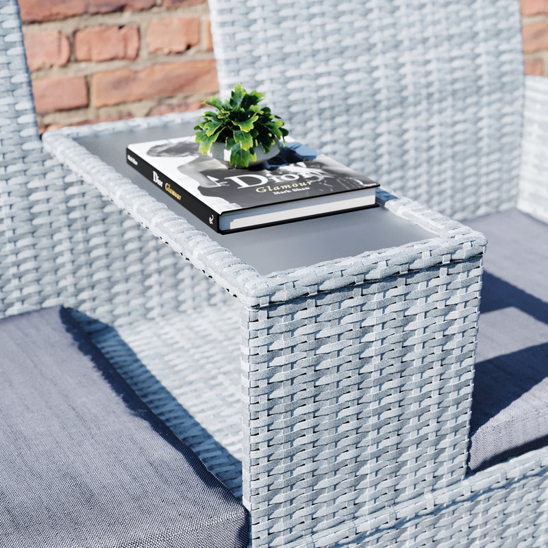 Lareina 130Cm Wide Outdoor Garden Loveseat with Cushions, UKFR Certified, Grey
