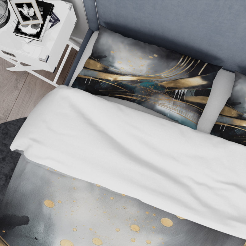Ensemble de housse de couette en microfibre / polyester Shapes And Lines Abstract Marble II