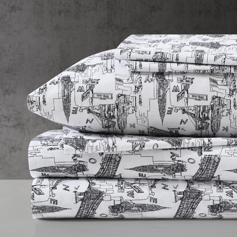 Kenneth Cole Chill Bonus Sheet Set, King Sheet Set with 4 King Pillowcases, Charcoal