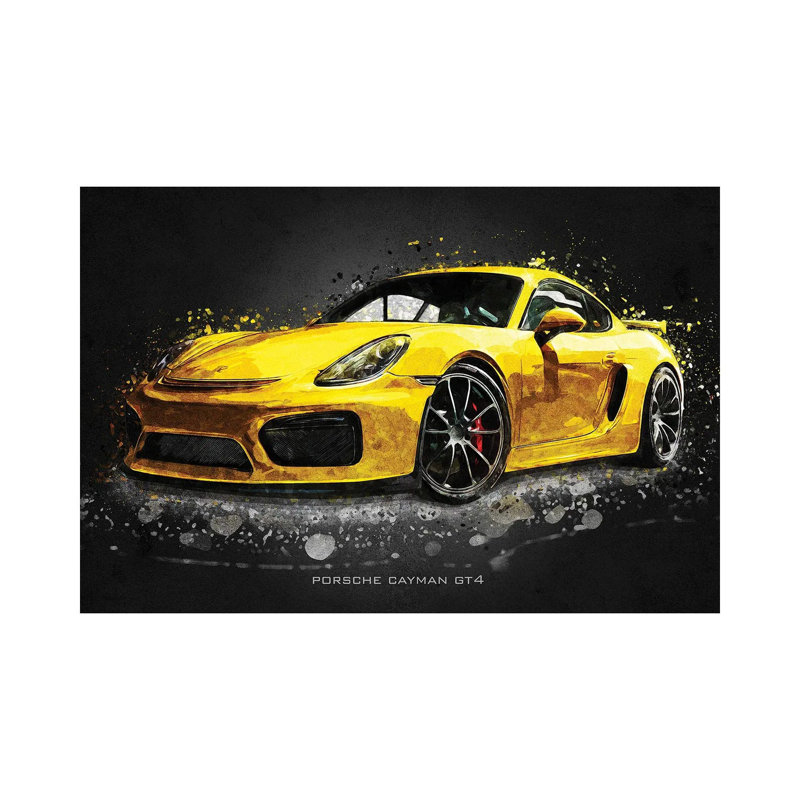 Porsche Cayman Gt4 Acrylic by Gab Fernando - Wrapped Canvas Print, 101.6 cm H x 66.04 cm W x 1.91 cm D