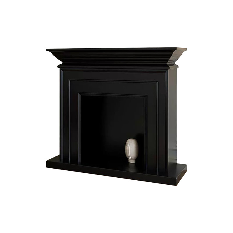 Black Solid Wood Freestanding Fireplace