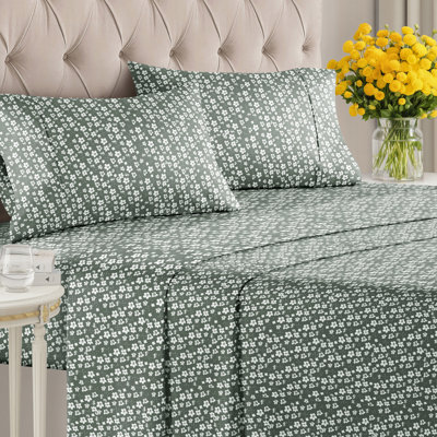 Ensemble de draps 4 pièces à motif floral Softy & Cozy