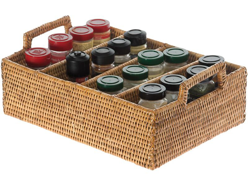 Everard Wicker Rectangle Flatware Caddy, Honey Brown