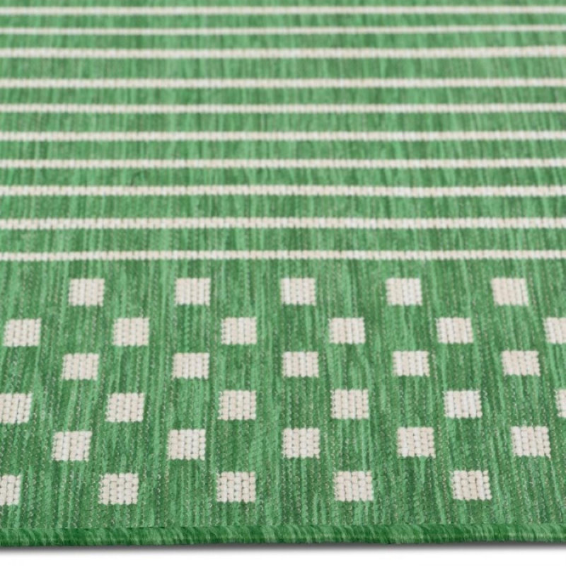 Tapis rayé vert Cabana, Rectangle 3 pi 3 po x 5 pi