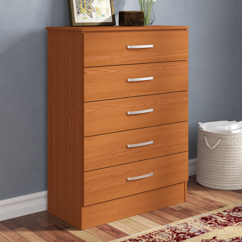 Commode 5 tiroirs l 32 po, Cerise
