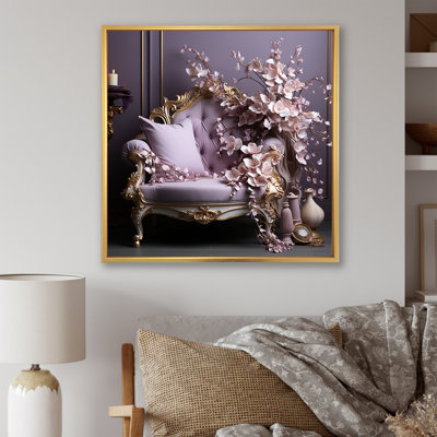 Canapé lilas orné d'accents dorés - lilas, art mural