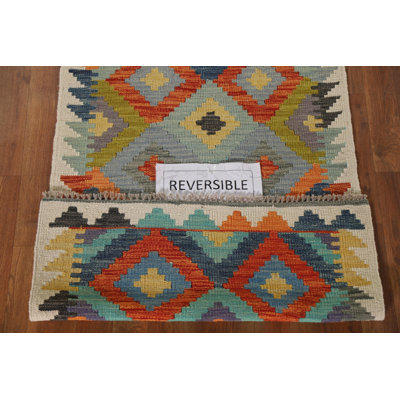 Multicolor Kilim Reversible Wool Rug 3x4