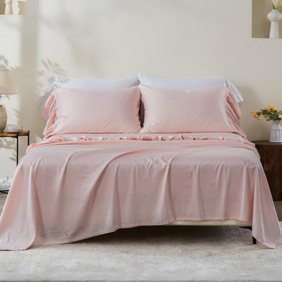 Ensemble de draps 100% coton Draps de lit à volants