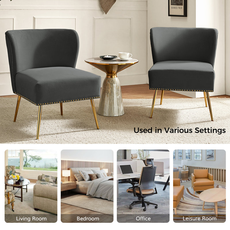 Clive Velvet Side Chair, Gray Velvet