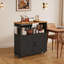 Îlot de cuisine roulant avec rangement intégré, chariot en bois à roulettes verrouillables et porte-serviettes, 90 cm, noir-980337860