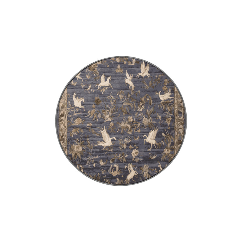 Tapis gris lavable à la machine, Rond 7 pi