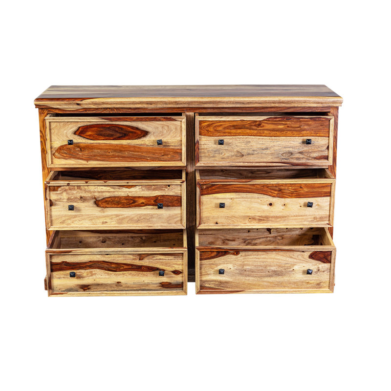 Feliciano Solid Wood 59'' W 6 - Drawer Dresser, Natural