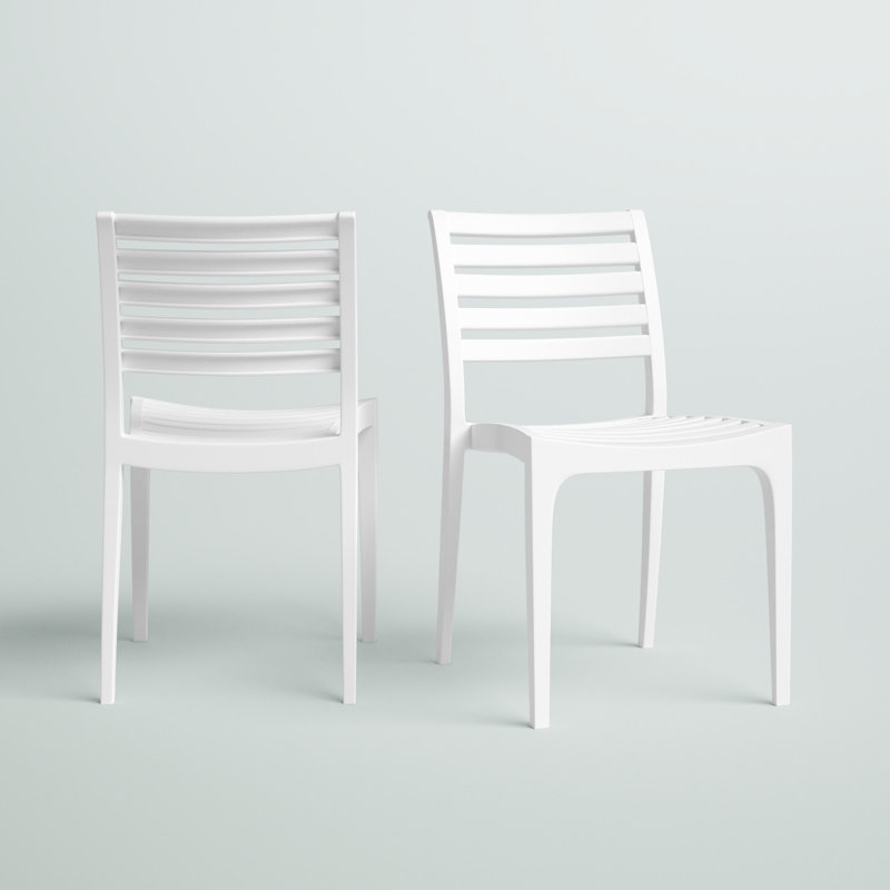 Ayvah Stacking Patio Dining Side Chair, White