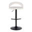Ensemble de 2 tabourets à hauteur réglable avec pivotement à 360 degrés, repose-pieds arrondi en T et siège en similicuir blanc pour une utilisation polyvalente dans une cuisine ou un bar.-1385100702-1385100701