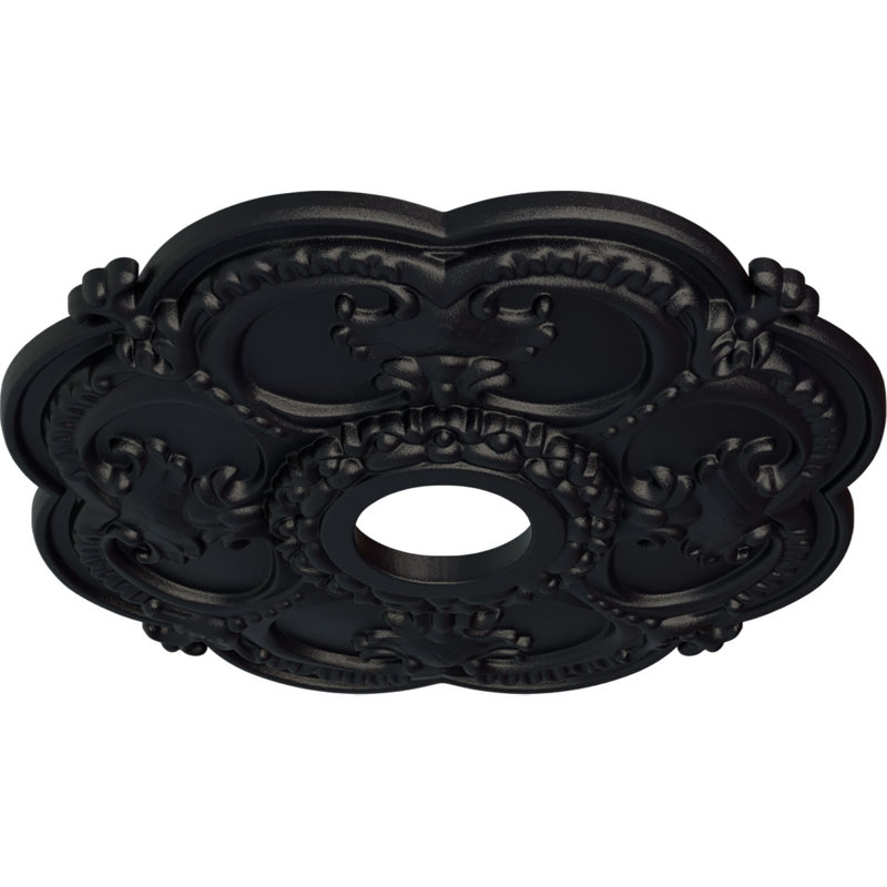 Médaillon de plafond Endurathane Southampton, DE 16 3/8 po x P 1 3/4 po (convient aux auvents jusqu'à 2 3/4 po), finition perle noire peinte à la main