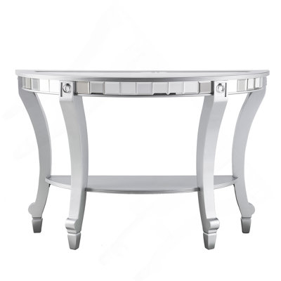 Mirrored Demilune Console Table With Glam Style And Spacious Storage, Perfect For Elegant Home Decor And Organization.