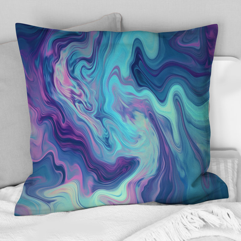 Coussin Turquoise mauve Marble Fusion I - imprimé abstrait