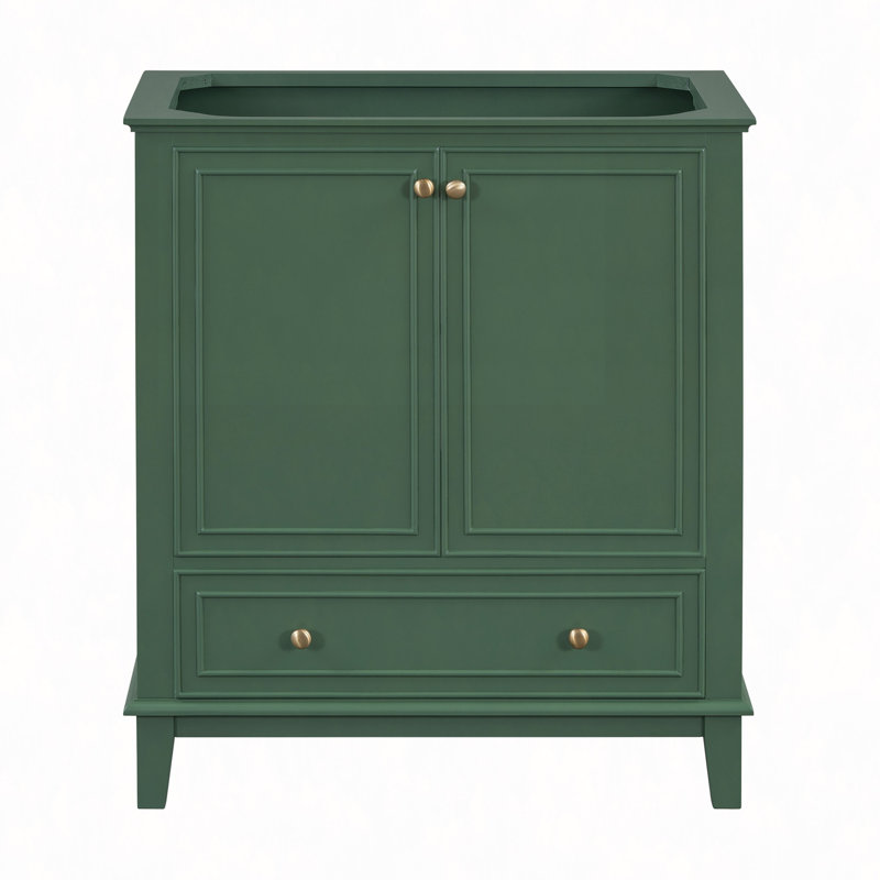 Meuble-lavabo 30 po sans lavabo, base seulement, armoire de salle de bain multifonctionnelle avec portes et tiroir, cadre solide et panneau de fibres à densité moyenne