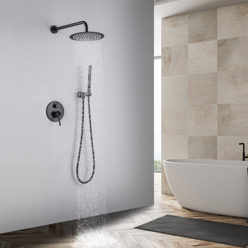 Système de douche complet avec valve brute, Noir mat