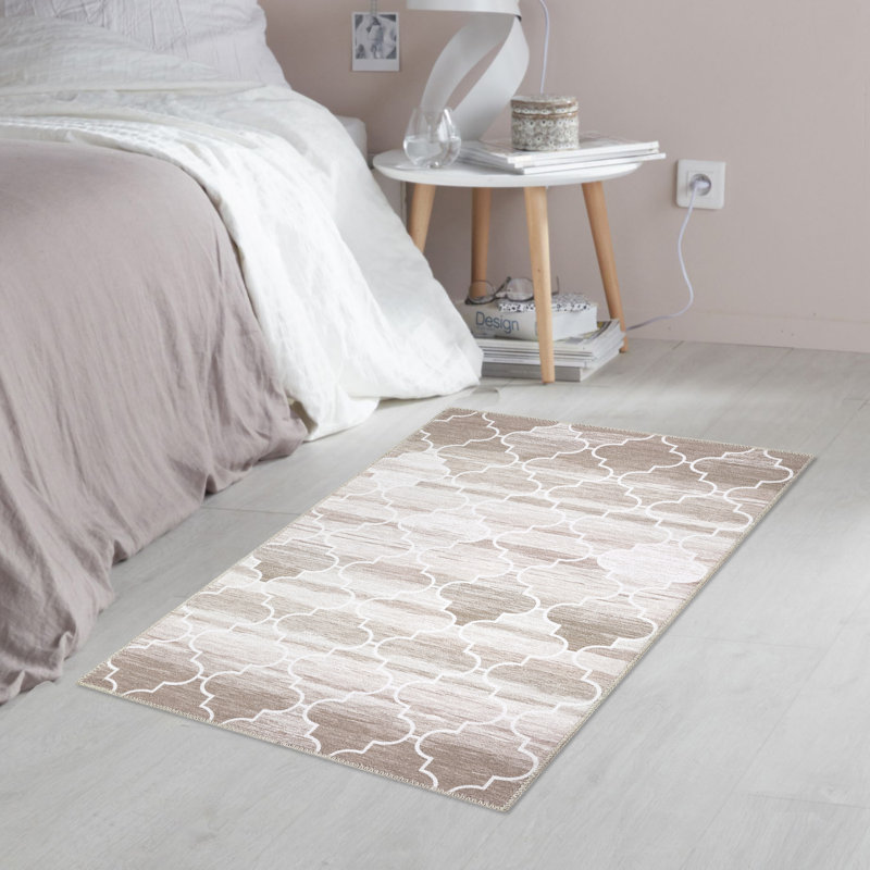Moroccan Machine Washable Rugs for Living Room Bedroom Low Pile Non-Silp Area Rugs for Playroom Office Kitchen