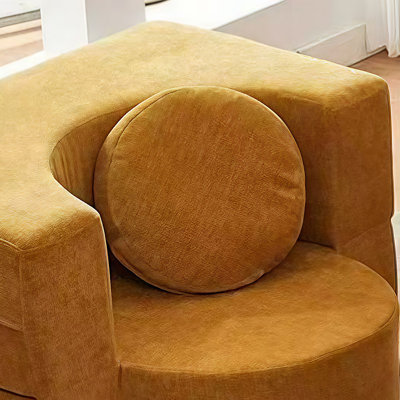 Mustard Yellow Modular Single Sofa | Rounded Geometric Design + Removable Fabric Cover | Multi-Functional Lounge Chair for Living Room, Bedroom, Balcony