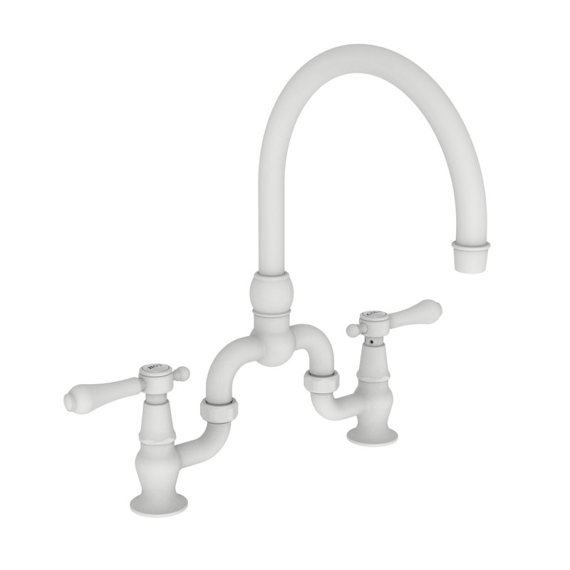 Chesterfield Kitchen Bridge Faucet, Matte White, Lever Handle