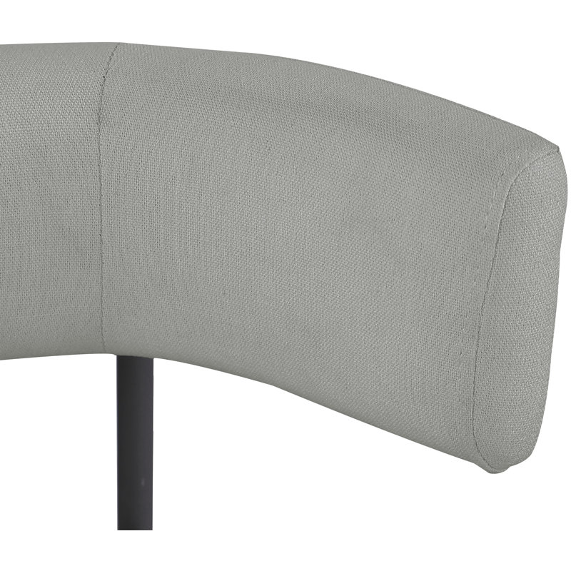Klaidi Linen Textured Fabric Dining Chair, Grey Linen Textured Fabric, Matte Black
