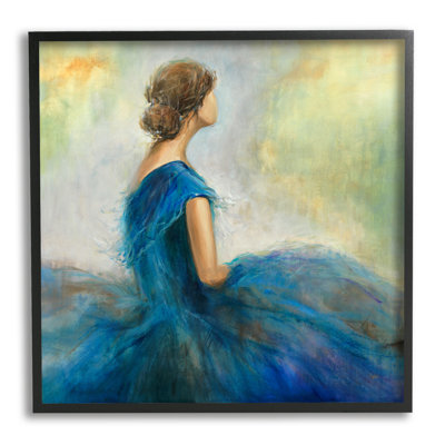 " Woman Billowing Blue Dress Classic Figure Painting " Painting Print