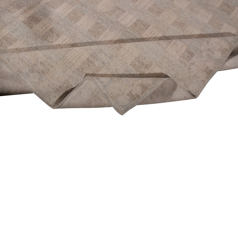 Rug & Kilim's Homage Geometric Beige Brown Wool Custom Rug, Rectangle 10' x 14'