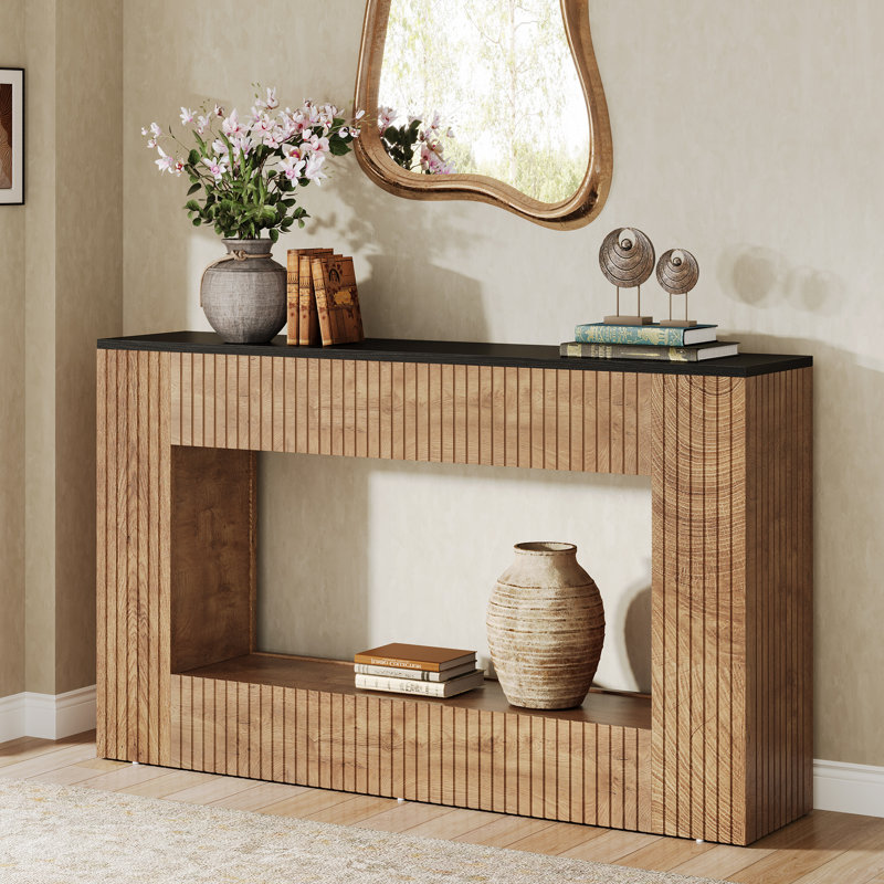 Console moderne, table d'entrée en bois de 55 po avec rangement