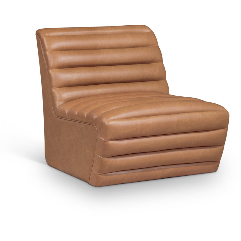 Vega Leather Accent Chair, Cognac Vegan Leather