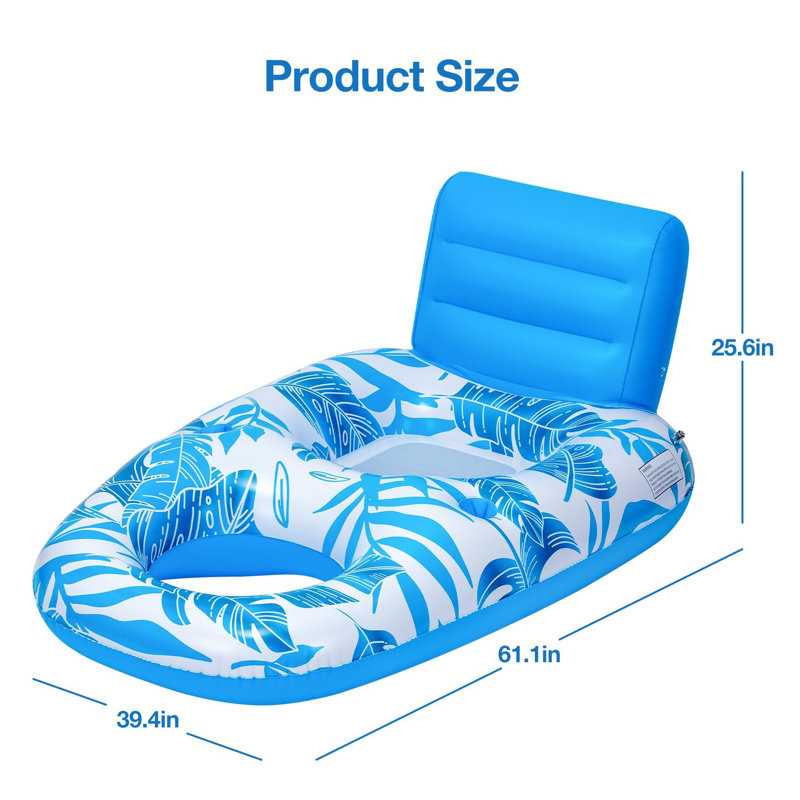Inflatable Pool Float Adult, Pool Lounger Float Raft Floating Chair Water Floaties With Headrest & Cup Holder