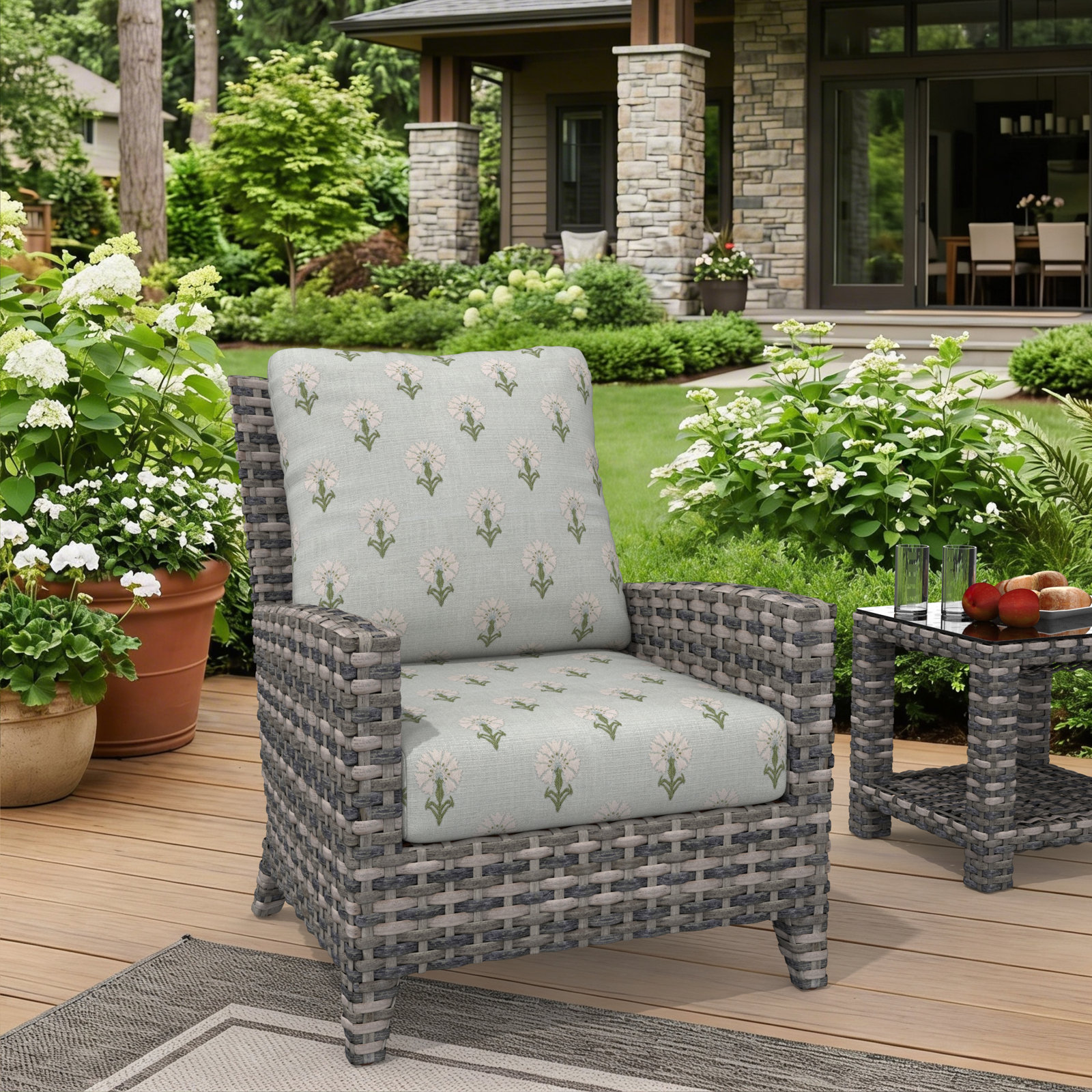 Amala 22" Sunbrella® Seat and Back Cushion, Sunbrella Mira Celeste