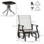Ensemble bistro 3 pièces avec cadre en acier, plateau en verre trempé pour patio, jardin, cour, blanc, crème