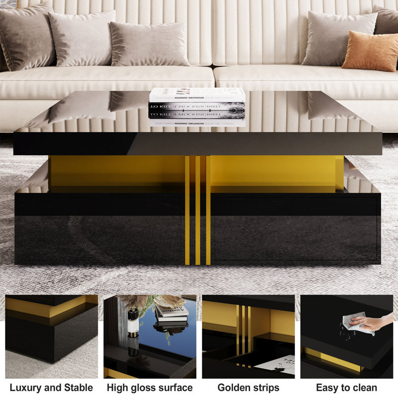 Modern Square Storage Coffee Table With 4 Drawers
