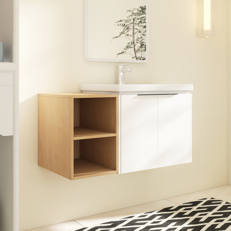 Ruffy 35.24 " W Wall Mounted Wall Mounted 1 Single Vanity Bathroom Vanity With Ceramic Top