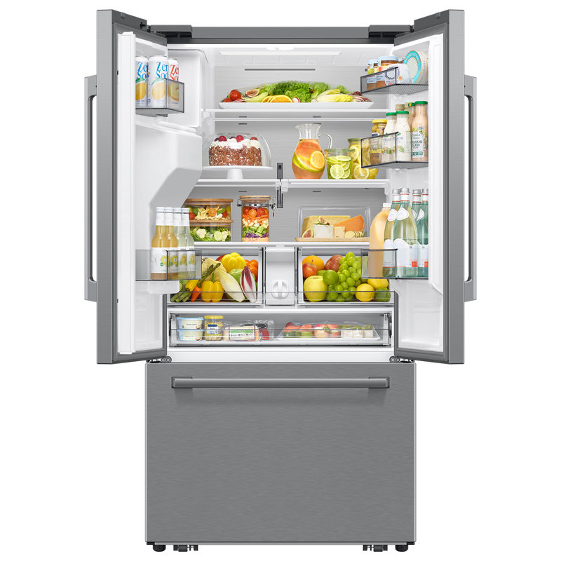 Samsung Bespoke AI 24 cu. ft. Counter Depth 3-Door French Door Refrigerator with Zero Clearance Fit & Dual Auto Ice Maker in Stainless Steel