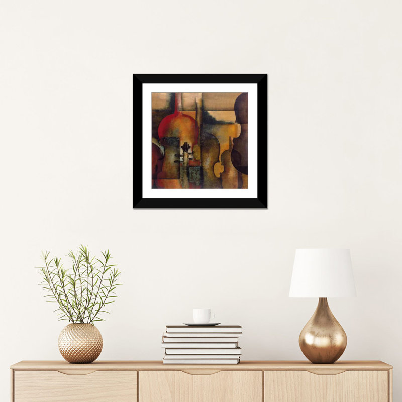 « ode to music i », impression sur toile, H 16 po x l 16 po x P 1 po, Papier d'art encadré noir, Blanc