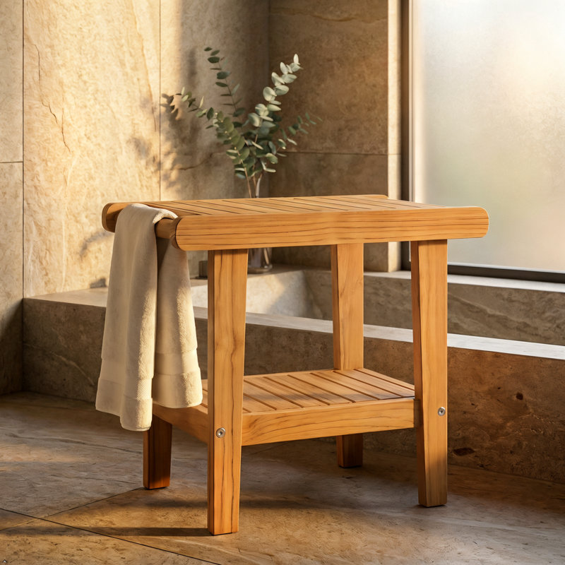 Banc de douche en teck massif 21 po