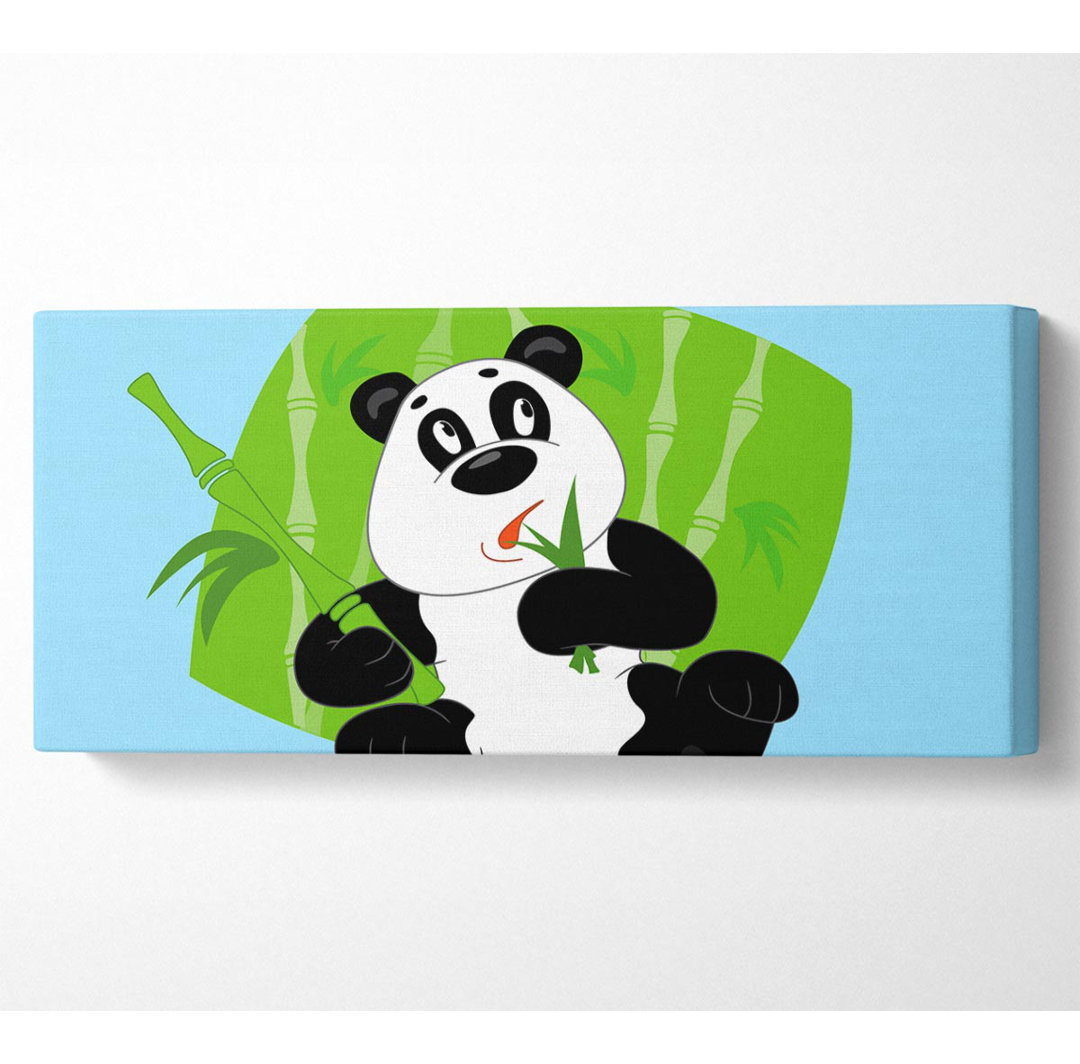 Panda frisst Bambus Baby Blau - Leinwanddrucke auf Leinwand