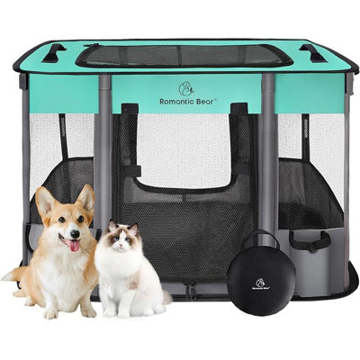 Foldable Waterproof Oxford Fabric Pet Playpen Tent, Fully Enclosed Cat Whelping Box, Multi-Purpose Indoor Outdoor Pet Fence Bed for Cats & Small Dogs