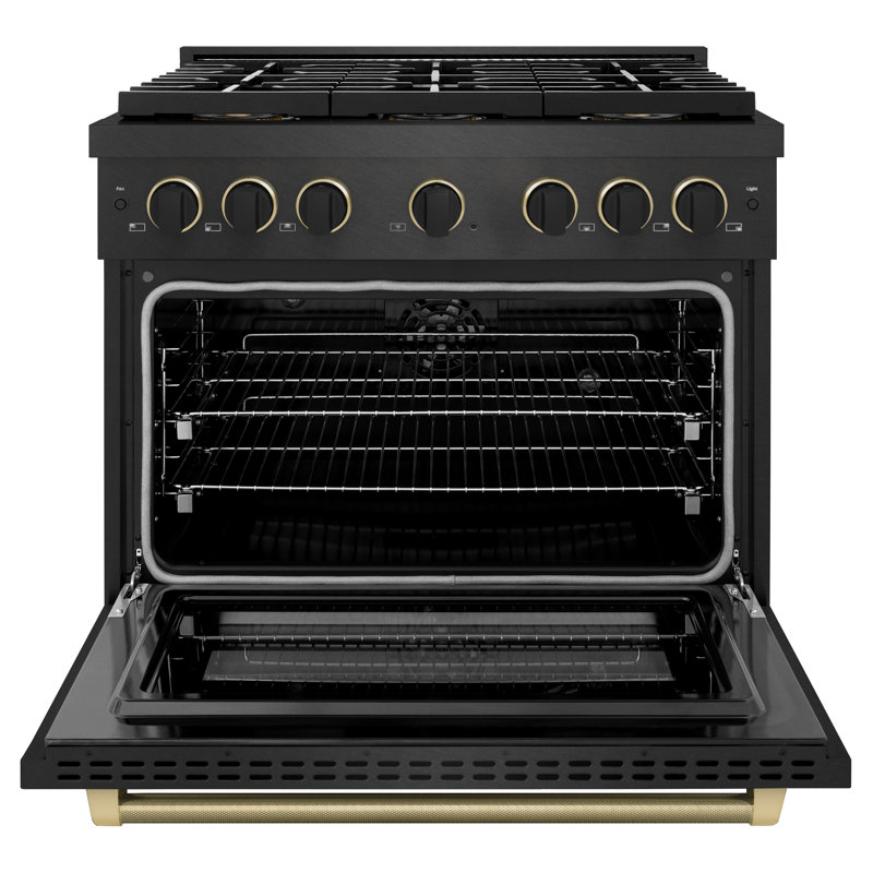ZLINE Autograph 36" Paramount Dual Fuel Range w/ 6 Burners & Champagne Bronze Accents (SDRZ-36-CB), 5.2 cu ft, 6 burners