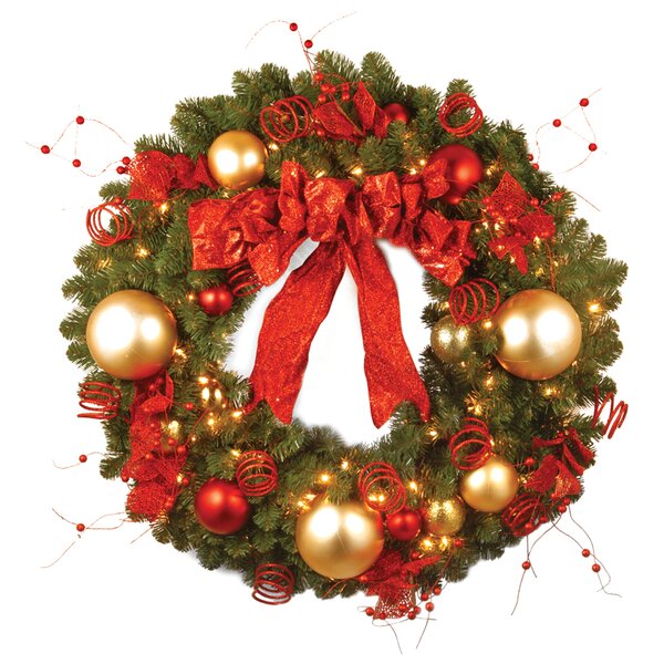 The Holiday Aisle® Faux Lighted Pine 36'' Wreath & Reviews | Wayfair