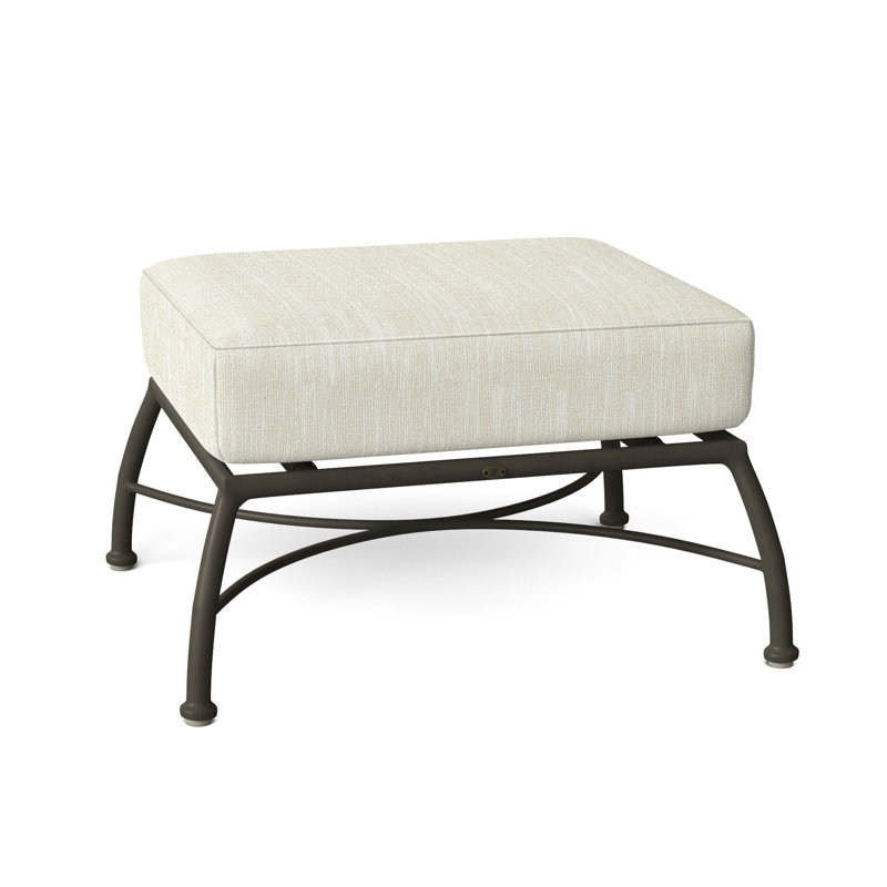 Majorca Outdoor Ottoman with Cushion, Welt, Rollo Cream