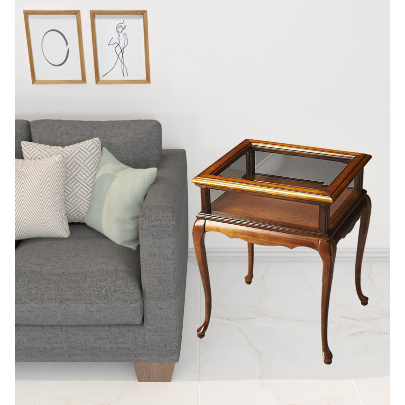 Table de bout rectangulaire en verre 25 po, Brun moyen