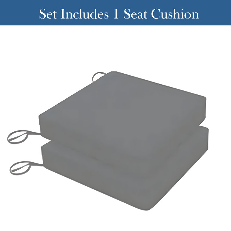 3" Deep Seat Cushion - Water-Resistant, Light Gray, 16" W x 18.5" D