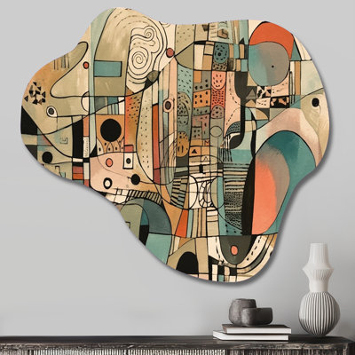 «Golden Mid Century Boho Dessin - Asymétrique abstrait minimaliste, décoration murale en métal, sculpture murale en métal