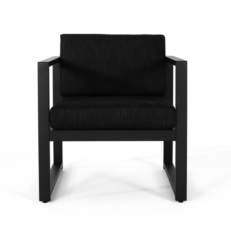 Outdoor Club Chair - Dark Gray Water- Fabric, Aluminum, 25.65"H X 26.6"D 26.05"W Seat Pad,