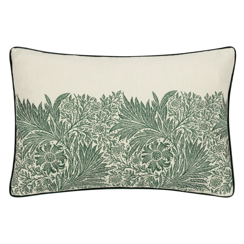 Marigold Floral Rectangular Throw Pillow Cover, Green
